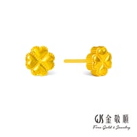 【GJS 金敬順】黃金耳環 硬金 幸運草 耳針式 中性款(金重:0.65錢/+-0.03錢)