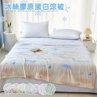 A賞-【Sleep Peacefully 寢室安居】極致冰絲膠原蛋白涼被 冰冰被(150x200CM 涼感被 夏涼被 可機洗 四季被)