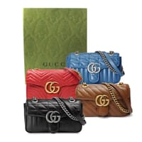 A賞-GUCCI 446744 經典Marmont系列復古金釦/銀釦翻蓋斜背鍊包(多款任選-22cm)