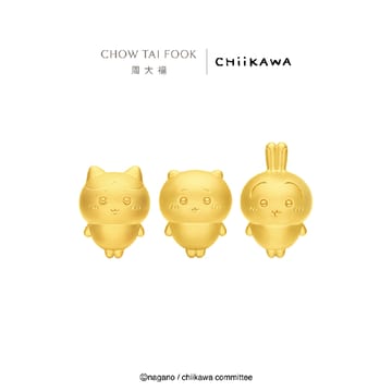 【周大福】chiikawa聯名 吉伊卡哇 小八貓 兔兔 黃金串珠吊墜配繩(隨機出貨)