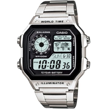 A賞-【CASIO 卡西歐】世界地圖10年電力電子錶 情人節 送禮(AE-1200WHD-1A)
