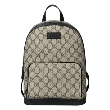 A賞-GUCCI 779869經典GG LOGO拚色帆布雙肩後背包(黑色)